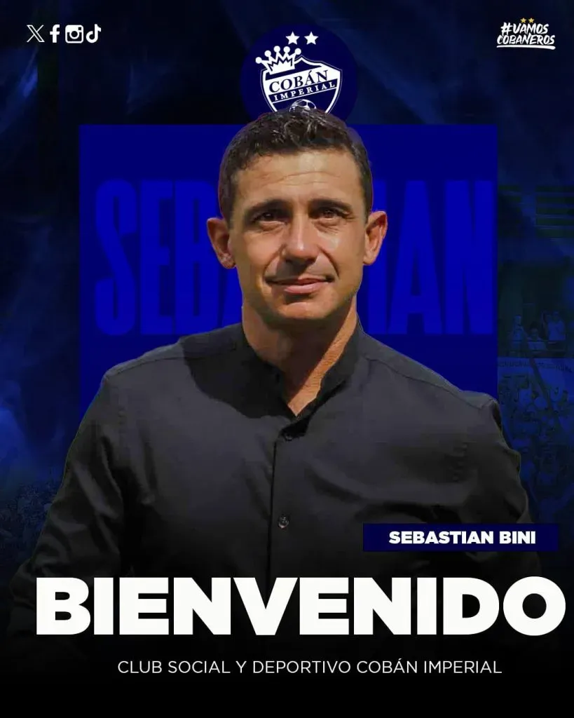 Sebastián Bini como nuevo DT de Cobán Imperial / Prensa Cobán Imperial