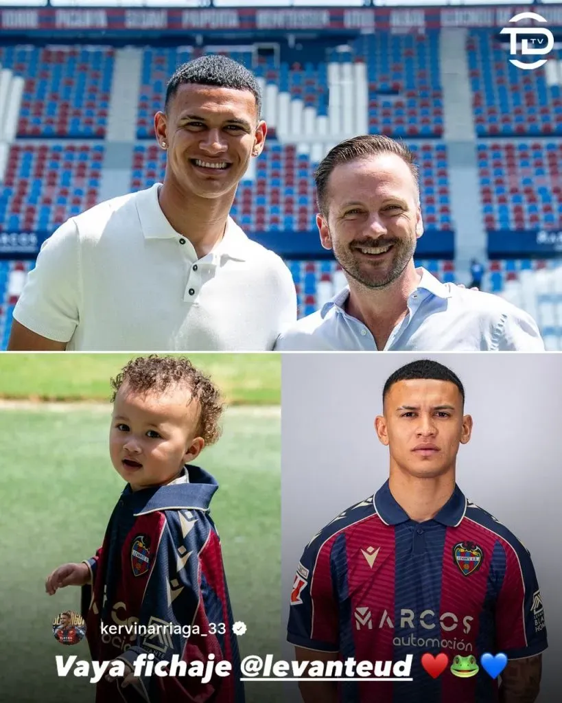 Kervin Arriaga compartió junto a su hijo en el estadio del Levante. Foto: TDTV.