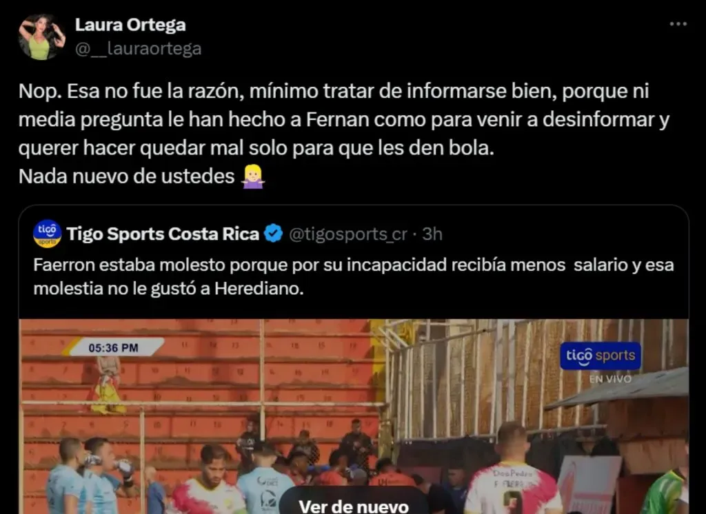 La esposa de Fernán Faerron respondió por redes sociales. (Foto: X)