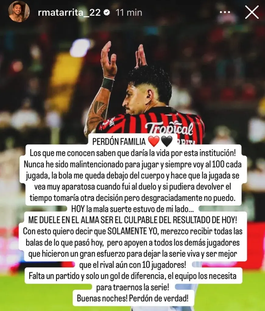 Ronald Matarrita en sus redes sociales