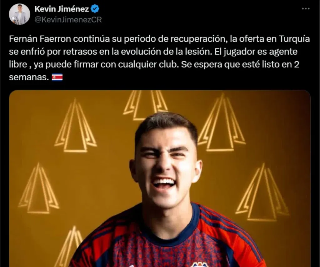 Fernán Faerron no tiene club todavía. (Foto: X)