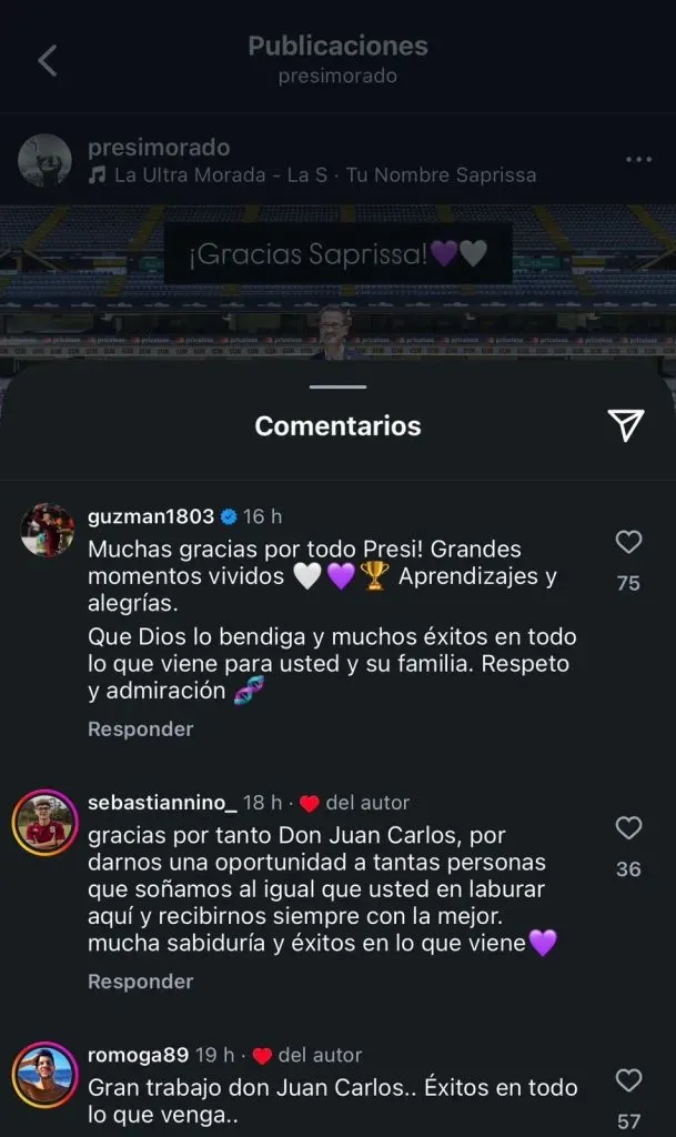 El mensaje de David Guzmán a Juan Carlos Rojas. (Foto: Instagram)