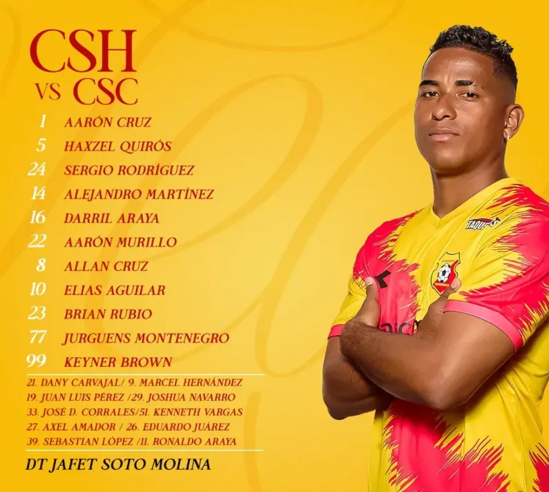 El XI de Jafet Soto para recibir a Cartago (CS Herediano).