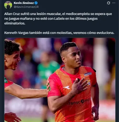 Kevin Jiménez en su cuenta oficial de X