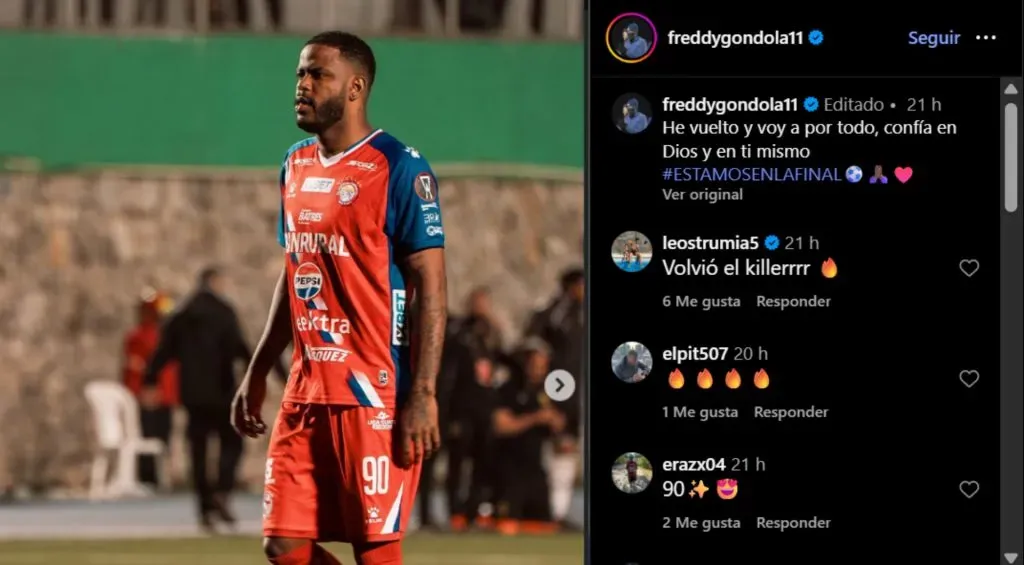 La publicación de Freddy Gondola. (Foto: Instagram)
