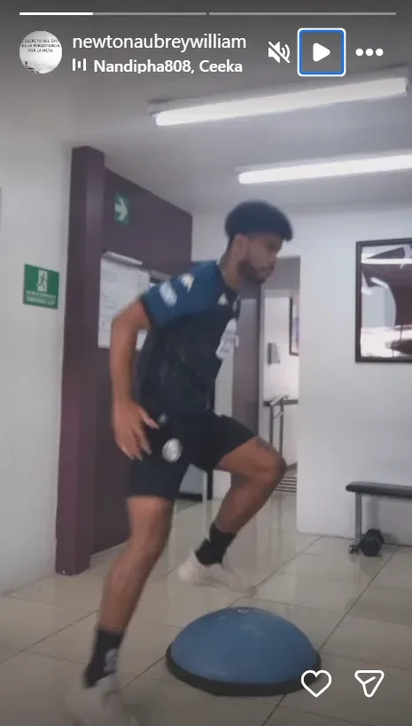 Newton Williams trabaja en su recuperación (Instagram).
