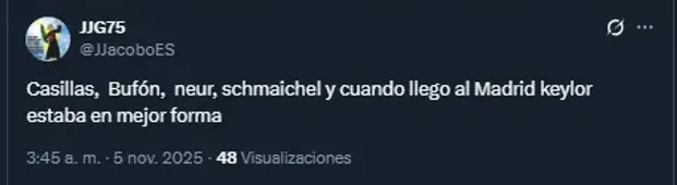 Aficionado postulando a Keylor Navas como mejor que Thibaut Courtois