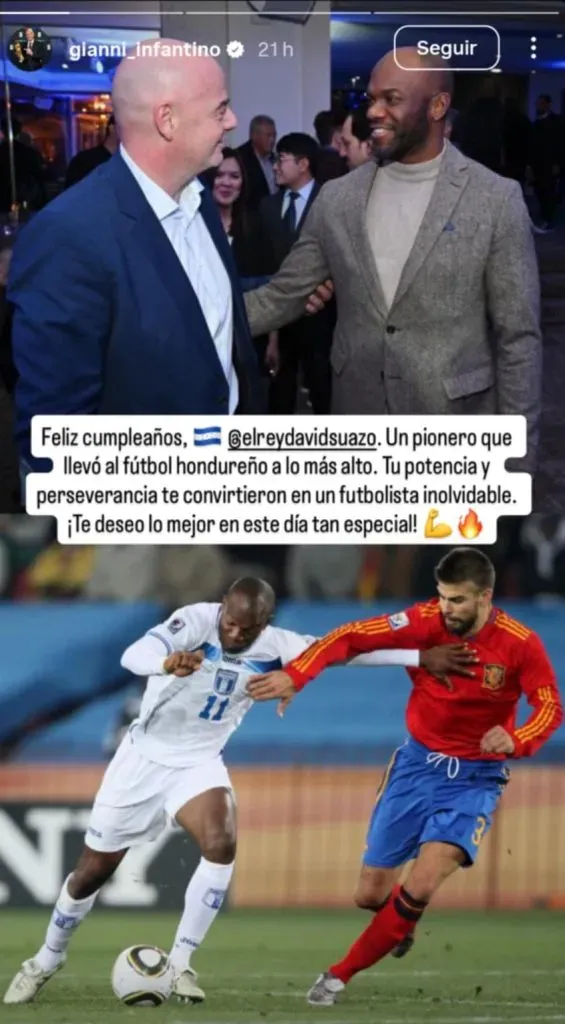 Infantino no se olvidó del cumpleaños de David Suazo.