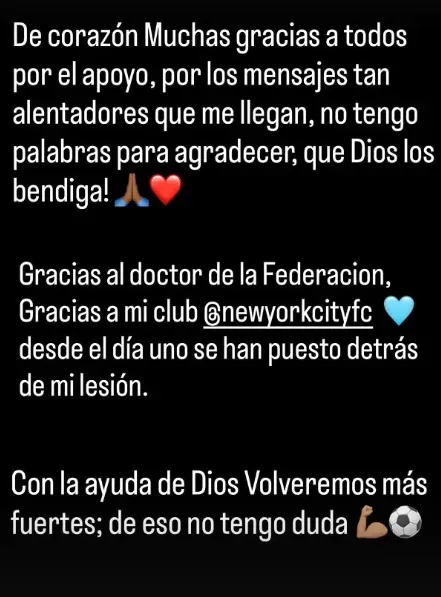 El mensaje de Alonso Martínez tras sufrir una grave lesión (Instagram).