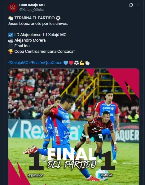 Xelajú en su cuenta oficial de X