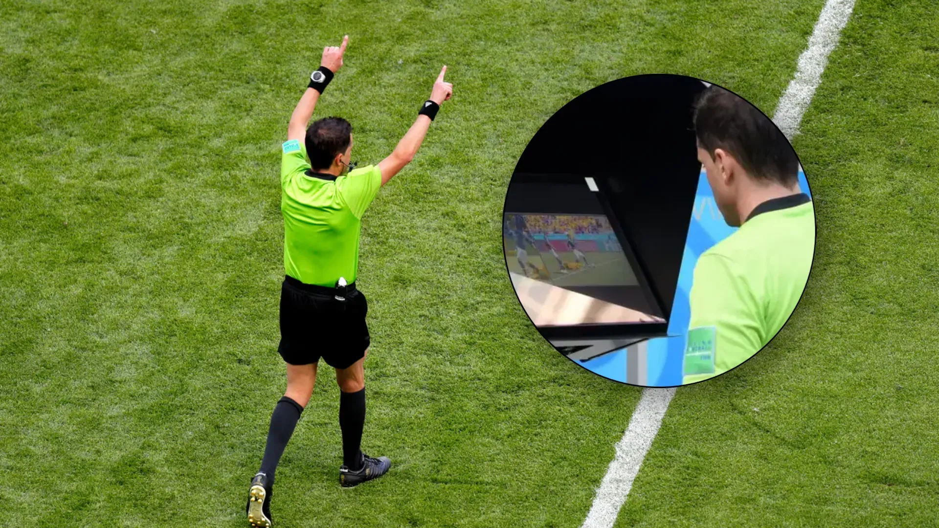 La primera intervención del VAR en un Copa del Mundo se dio el 16 de junio de 2018, cuando el árbitro uruguayo Andrés Cunha sancionó un penal a instancias del videoarbitraje en la victoria 2-1 de Francia sobre Australia. (Fotos: Getty)