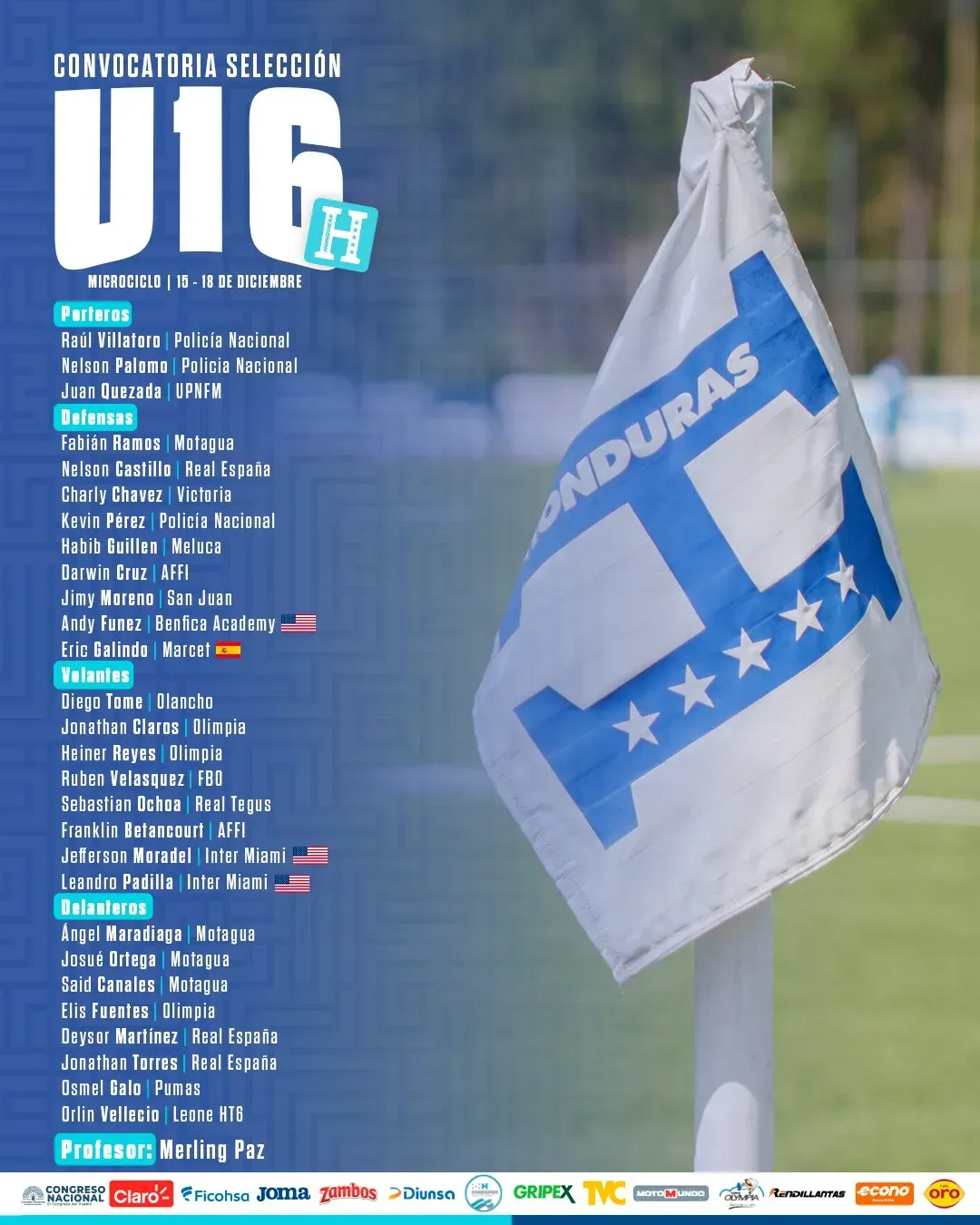 Leandro Padilla estará en el microciclo de la Sub-16 hondureña (FHF).