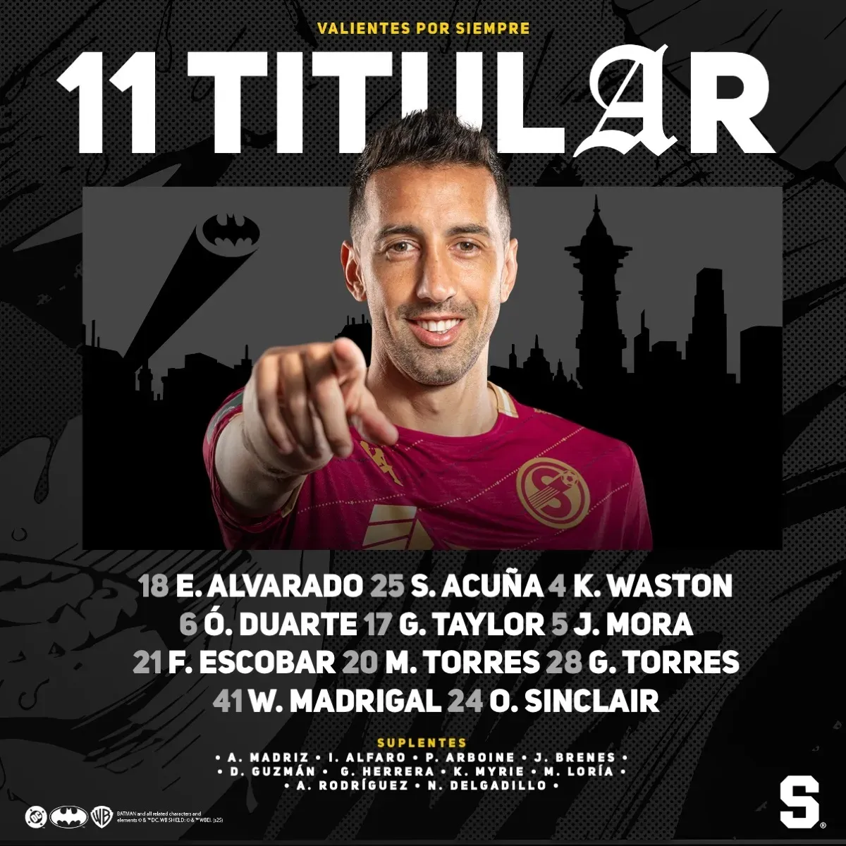La alineación de Saprissa ante Alajuelense.