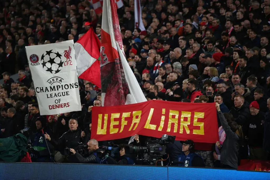 La afición de Liverpool se expresó en el último duelo ante el Real Madrid (Getty Images)