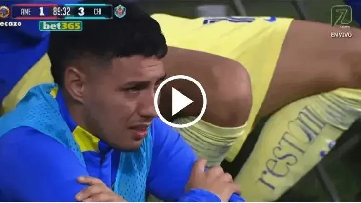 El argentino Leo Suárez no pudo contener sus lágrimas tras el tercer gol del rebaño (Captura Canal 5)