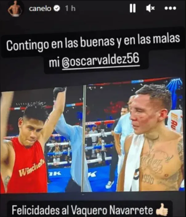 Canelo Álvarez le dio su apoyo en Instagram a Oscar Valdéz