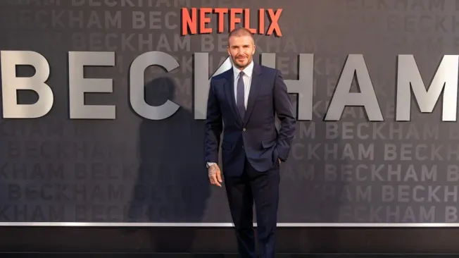 David Beckham en la alfombra roja de su docuserie.