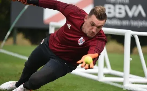 Armani, en un entrenamiento de River. Foto: Diego Haliasz/Prensa River