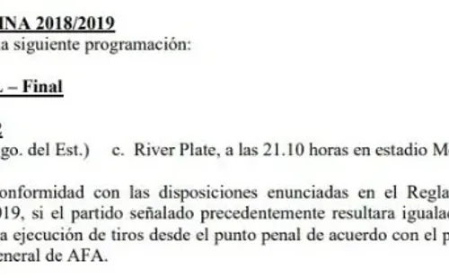 La disposición reglamentaria está contemplada en el boletín oficial de la AFA