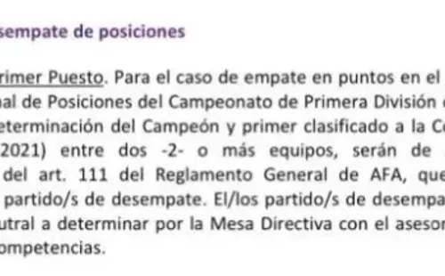 El reglamento oficial de la Superliga Argentina 2019/20.