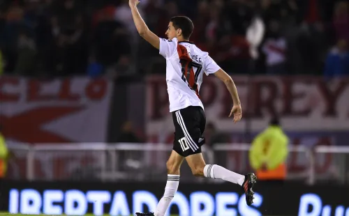 Ignacio Fernández (Recopa 2018/19). Sólo utilizó la camiseta en la Recopa Sudamericana frente a Athletico Paranaense y anotó un gol luego de que el arquero brasileño le ataje su penal. Fuente: Getty