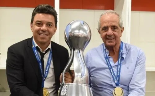 Posando junto a D’Onofrio luego de la Copa Argentina 2017 (Archivo)