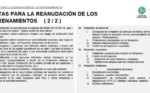 Así es el protocolo de entremamientos de la Bundesliga (Parte 2)