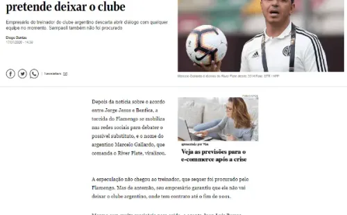 El medio brasileño reveló la frase del representante de Marcelo Gallardo.