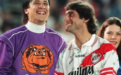 Burgos y Francescoli, sonriendo luego de una de sus tantas vueltas olímpicas juntos (Archivo)