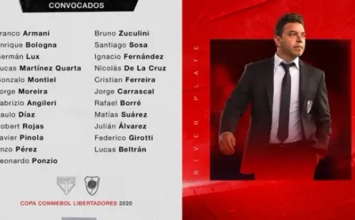 Los convocados de River para enfrentar a San Pablo. Foto: Prensa River
