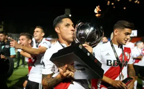 River festejó en 2018, luego de derrotar a Boca 2-0 en Mendoza (Getty)