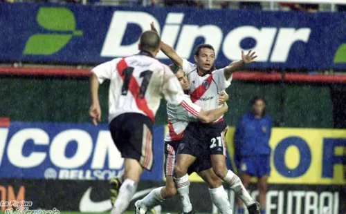 El festejo de Rojas luego de su vaselina en la Bombonera (Archivo LPM)