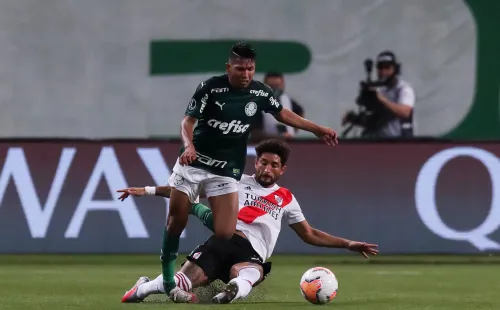 El último encuentro de River ante un equipo brasileño fue en semifinales de la Libertadores 2020 vs. Palmeiras. (Fuente: Getty).