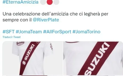 La camiseta que sacó Torino en homenaje al gesto solidario que tuvo River