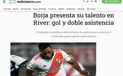 Noticias RCN ponderó la gran actuación del delantero colombiano en River.