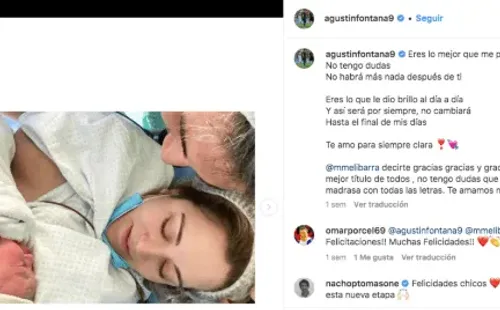 Fontana fue padre ahce poco y así dio a conocer la noticia.