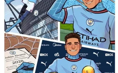 Así celebró el City la renovación de Julián Álvarez.