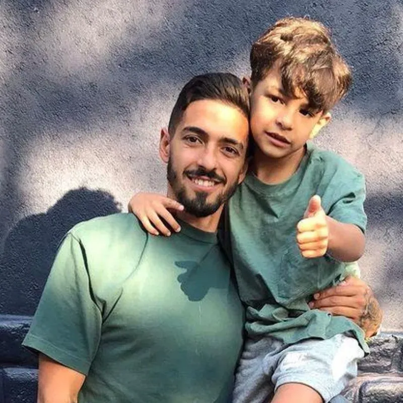 Lanzini y su hijo Benjamín,