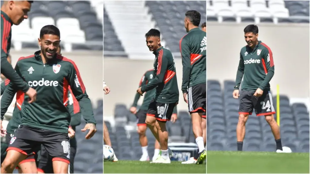 River se entrenó de manera muy distendida previo a jugar con Boca. Fuente: (Prensa River).