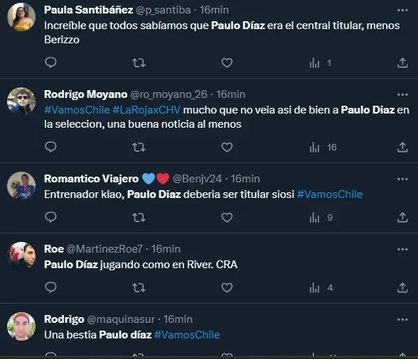 Más comentarios de los hinchas de Chile.