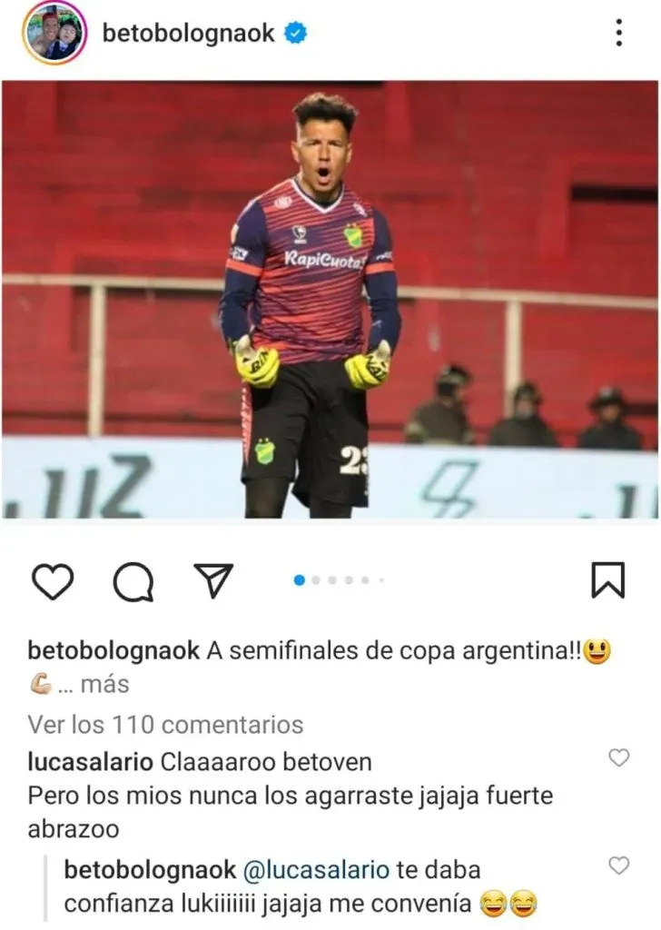 Beto Bologna y Alario se cruzaron divertidamente en Instagram. (Foto: Instagram Beto Bologna).