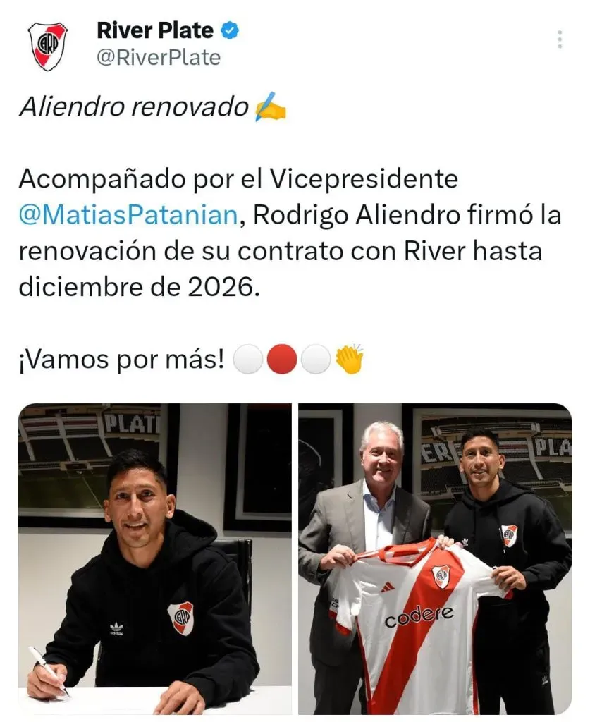 Rodrigo Aliendro renovó su contrato en River. (Foto: Prensa River).
