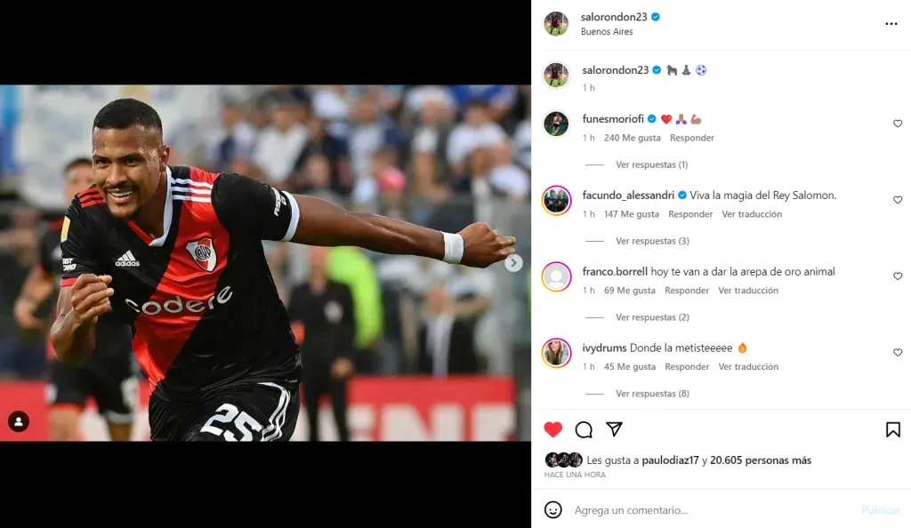 Rondón tras anotar ante Gimnasia.