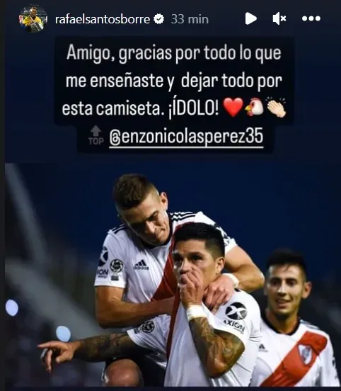 Santos Borré despidió a Enzo Pérez. (Foto: Instagram Borré).