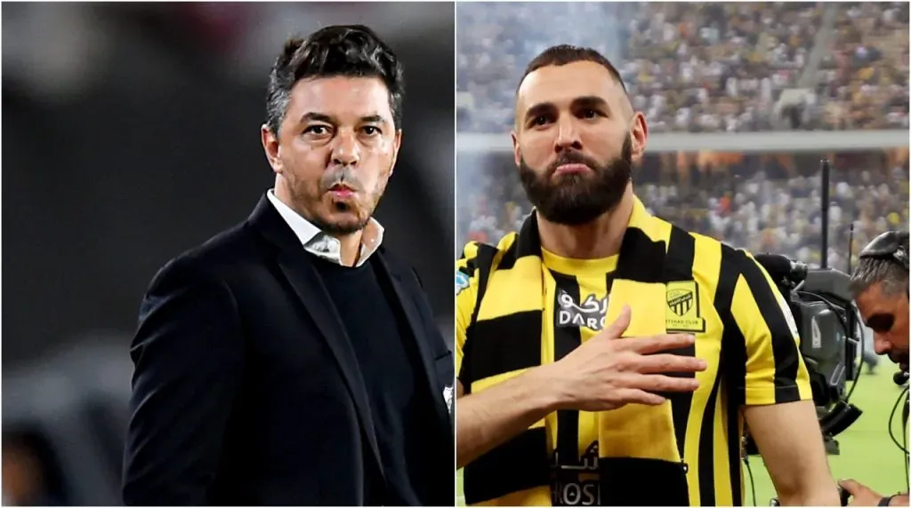 Marcelo Gallardo y Karim Benzemá. (Foto: Getty).