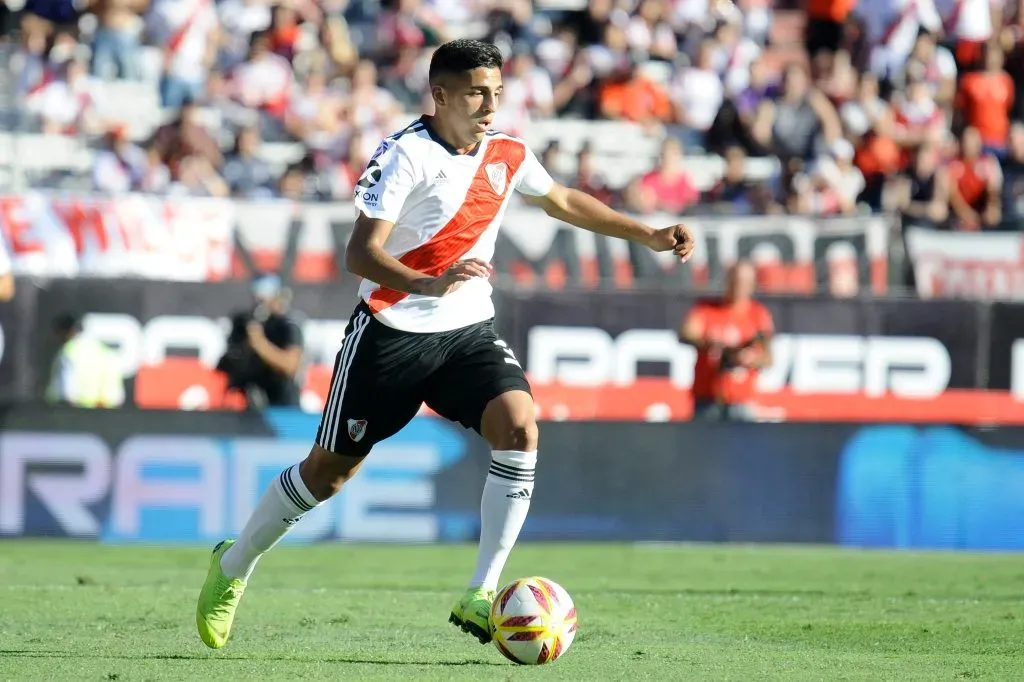 Hernán López Muñoz en su único partido en la Primera de River. (Foto: Getty).