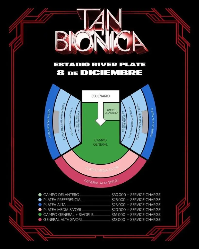 Tan Bionica cerrará el año de recitales en River el 8 de diciembre.