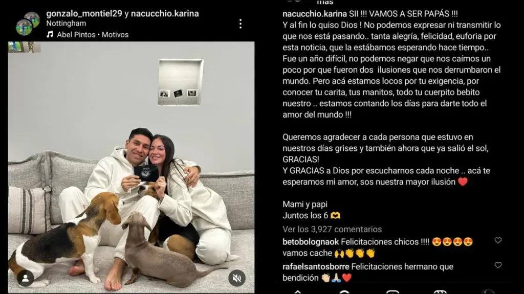Gonzalo Montiel será papá. (Foto: Instagram Gonzalo Montiel).