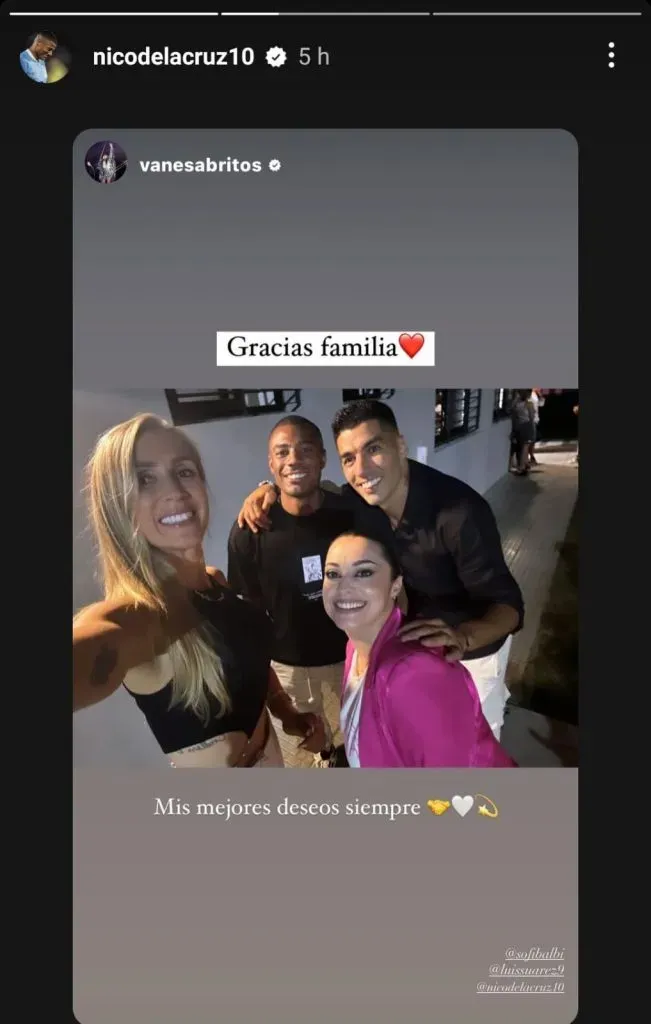 De La Cruz estuvo en Brasil con Luis Suárez. (Foto: Instagram De La Cruz).