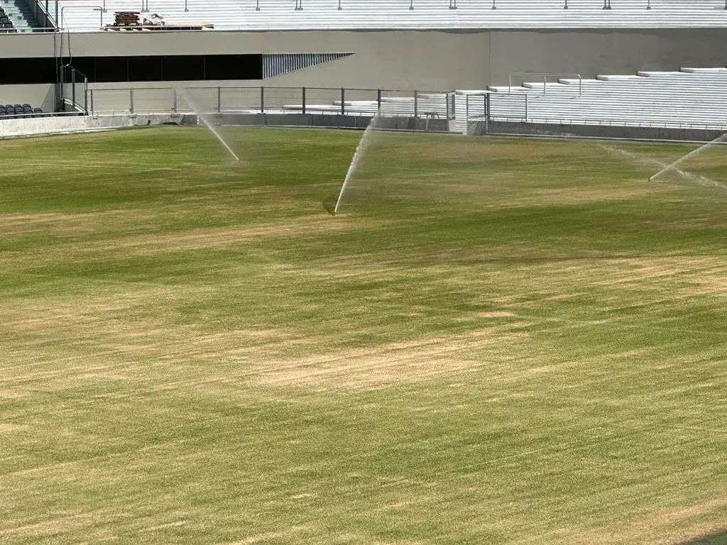 Continúa el sembrado del césped en el Monumental. (La Página Millonaria)